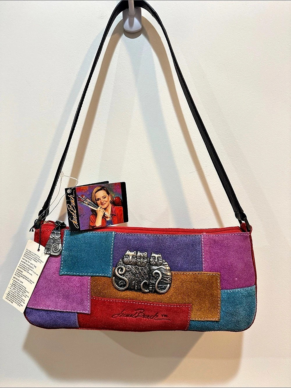 Vintage MINT Laurel Burch Color Block Shoulder Bag Multicolor NWT